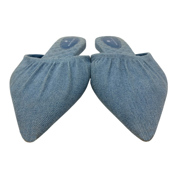 Brock Collection x H&M Sz EU 41 US 9.5 Light Wash Denim Pointed Flats Mules - Picture 3 of 8
